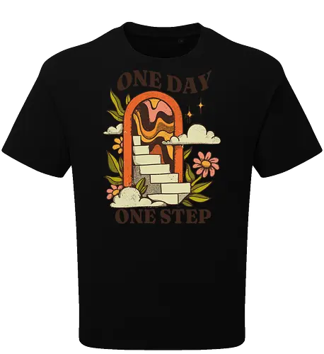 One Day One Step – Vintage Motivation Stairway Art