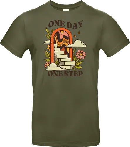 One Day One Step – Vintage Motivation Stairway Art