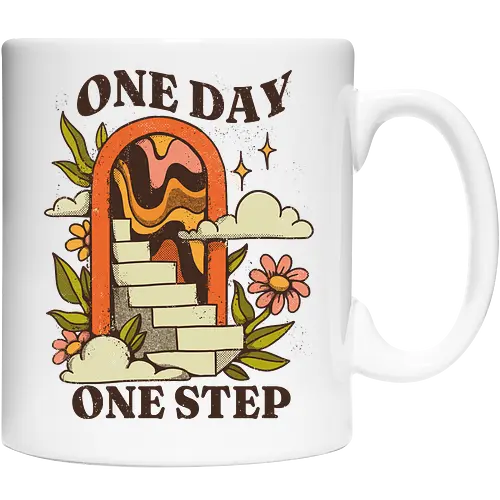 One Day One Step – Vintage Motivation Stairway Art