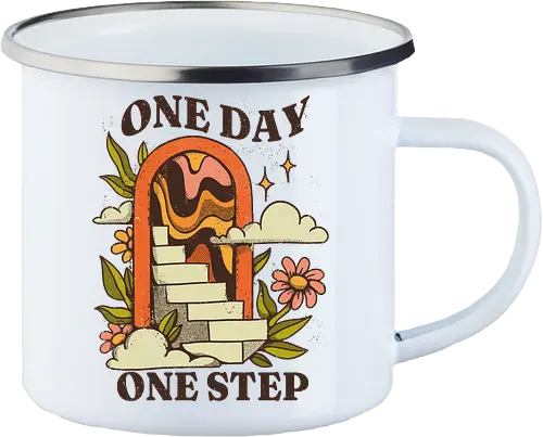 One Day One Step – Vintage Motivation Stairway Art