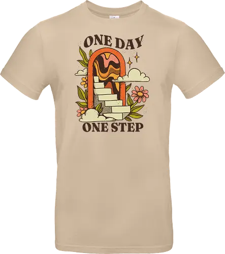 One Day One Step – Vintage Motivation Stairway Art