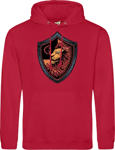 house of red mane - lion, magic, wizard, animal, myth, school, sport, game, rpg, fantasy, creature - Standard Hoodie