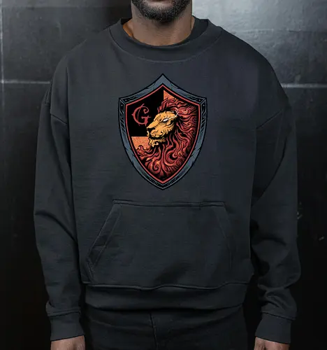 house of red mane - lion, magic, wizard, animal, myth, school, sport, game, rpg, fantasy, creature - Cropped Sweatshirt