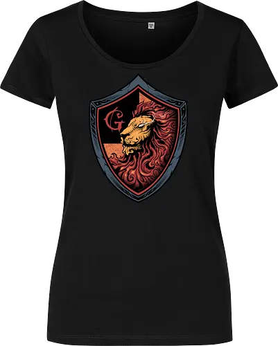 house of red mane - lion, magic, wizard, animal, myth, school, sport, game, rpg, fantasy, creature - Women T-Shirt
