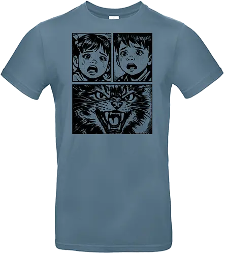 The Last Meow - cat, horror, comic, illustration, feline, dramatic, scary, humor, vintage, artwork, meow, expression, retro, thriller, animal - Standard T-Shirt