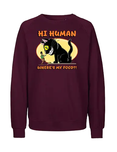 Lustiger Anime-Manga-Katzenbesitzer-Sarkasmus - anime, manga, katze, riesige katze, katzenbesitzer, katzenhumor, lustig, sarkasmus, niedlich, kawaii, cartoon katze, comic stil, futter, hunger, haustier, otaku, japanischer stil, witziges motiv, funny design, meme stil, popkultur, geschenkidee, trendig, tierillustration, humorvoll - Fairtrade Sweatshirt