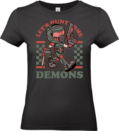 Game Mascot Slayer - Video Games, Video Game, Game, Games, Gamer, Mascot, Retro, Vintage, Retro Vintage, Retro Gamer, Retro Cartoon, Game Mascot, guy, Slayer, Knife, Sword, Gun, Demon, Demons, Fps Gaming, First-person Shooter, First Person Shooter, Science Fiction, Undead, Marine, Space, Horror - Standard T-Shirt (Women)