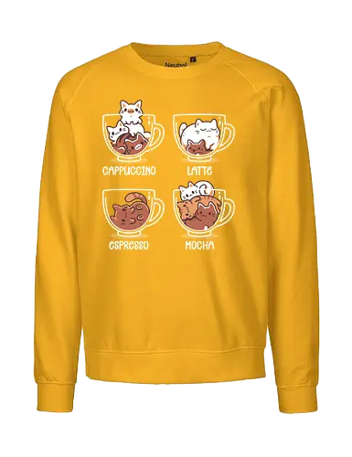 Cat Coffee Guide - funny cats, barista, cafe, caffeine addict, cappuccino, coffee, coffee chart, cozy vibes, cute cats, espresso, funny, kawaii cats, kittens, latte, mocha - Fairtrade Sweatshirt