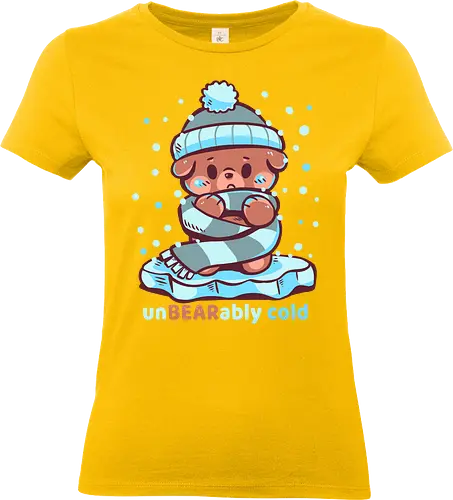 Unbearably Cold - Bär, unerträglich kalt, kalter Bär, Bärenwitz, unbearably cold, cold bear, bear pun, winter bear, funny winter, cozy bear, scarf bear, cold humor, pun, winter pun, cute bear - Standard T-Shirt (Women)