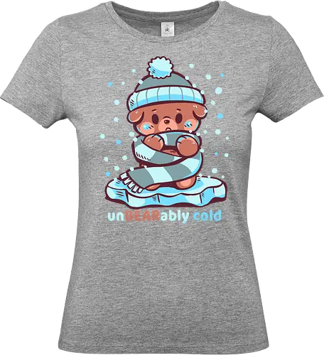Unbearably Cold - Bär, unerträglich kalt, kalter Bär, Bärenwitz, unbearably cold, cold bear, bear pun, winter bear, funny winter, cozy bear, scarf bear, cold humor, pun, winter pun, cute bear - Standard T-Shirt (Women)