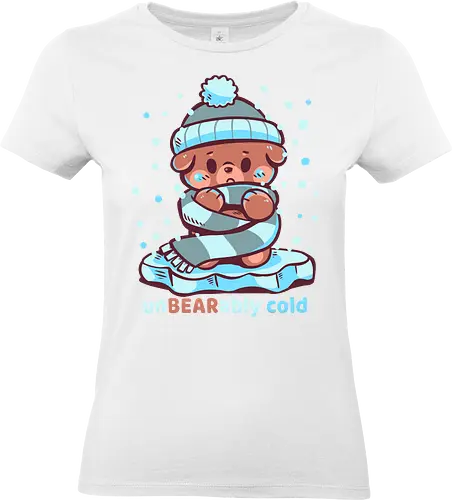 Unbearably Cold - Bär, unerträglich kalt, kalter Bär, Bärenwitz, unbearably cold, cold bear, bear pun, winter bear, funny winter, cozy bear, scarf bear, cold humor, pun, winter pun, cute bear - Standard T-Shirt (Women)