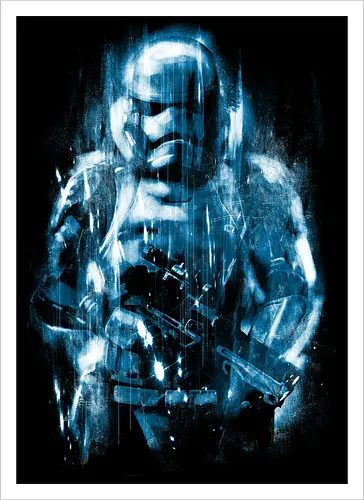 Trooper under the rain