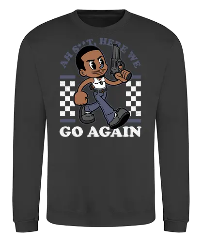 Game Mascot Grove Gang - Video Games, Video Game, Game, Games, Gamer, Mascot, Retro, Vintage, Retro Vintage, Retro Gamer, Retro Cartoon, Game Mascot, Fantasy, Adventure, Classic Game, Classic Games, Crime, Mafia, Car, Gang, Gun, Quote - Sweatshirt