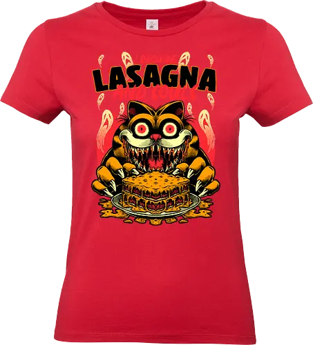 Creepy Cat Lasagna  - Food, Fast Food, Lasagna, Soul, Demon, Devil, Hungry, Tv Show, Retro Vintage, Vintage, Internet, Meme, Memes, Comic, Comics, Tv Show, Movie, Animation, Creepy, Ghosts, Scary - Standard T-Shirt (Women)
