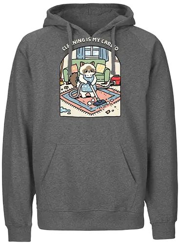 Cleaning Is My Cardio - cardio, cat, cleaner, cleaning, exercise, fitness, funny, gym, housekeeper, housekeeping, inspiration, kitten, kitty, motivation, workout - Fairtrade Hoodie
