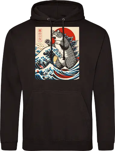 Catzilla: The Great Wave" Japanese Retro Kaiju Cat Graphic T-Shirt