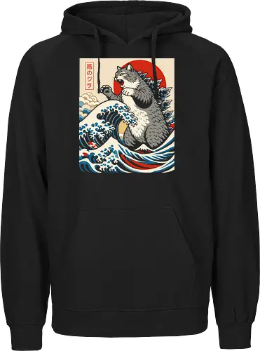 Catzilla: The Great Wave" Japanese Retro Kaiju Cat Graphic T-Shirt