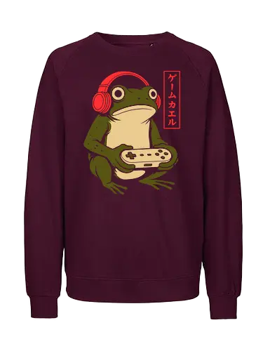 Gamer Frog - gamer frog shirt, japanese kawaii frog, retro gaming t-shirt, frog with headphones, cute gamer aesthetic, japanese kanji frog apparel, vintage gaming console graphic, cottagecore gamer tee, funny frog gift, lo-fi gaming clothes, toad playing video games, green frog streetwear, aesthetic gamer girl top, retro controller design, japanese pop culture shirt, gaming room aesthetic, cute animal gamer, minimalist gaming art, hopper gaming merch - Fairtrade Sweatshirt