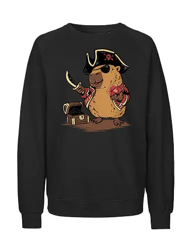 captainbara - capybara, exotics, animal, fun, funny, summer, holiday, vacation, vintage, surfing, pirates, cute, funny, vintage - Fairtrade Sweatshirt