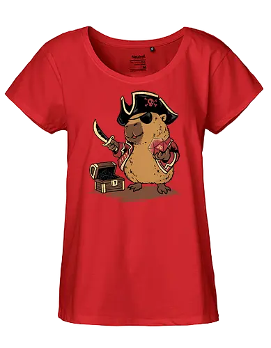 captainbara - capybara, exotics, animal, fun, funny, summer, holiday, vacation, vintage, surfing, pirates, cute, funny, vintage - Fairtrade Girl Shirt