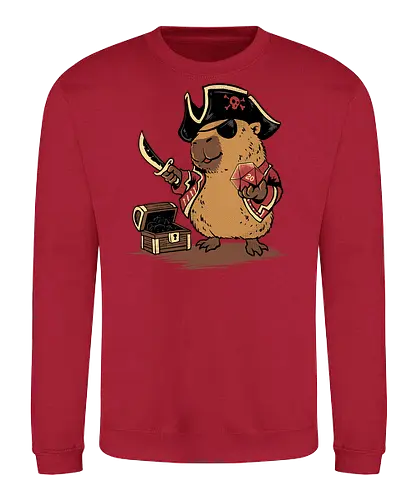 captainbara - capybara, exotics, animal, fun, funny, summer, holiday, vacation, vintage, surfing, pirates, cute, funny, vintage - Sweatshirt