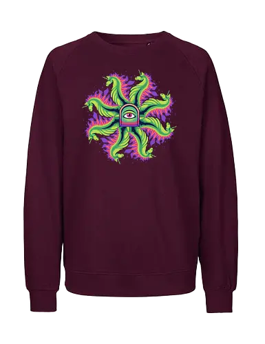 all seeing horse - horse, psychedelic, mushroom, magic, symmetry, geometric, illustration, year, zodiac, unicorn, myth, mythical, creature, monster, animal, angry, wild, beast - Fairtrade Sweatshirt