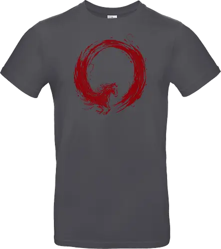 enso of red horse - horse, enso, zen, fire, flame, illustration, year, zodiac, unicorn, myth, mythical, creature, monster, animal, angry, wild, beast - Standard T-Shirt