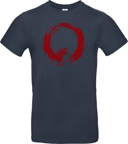 enso of red horse - horse, enso, zen, fire, flame, illustration, year, zodiac, unicorn, myth, mythical, creature, monster, animal, angry, wild, beast - Standard T-Shirt