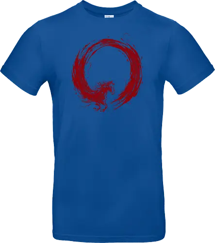 enso of red horse - horse, enso, zen, fire, flame, illustration, year, zodiac, unicorn, myth, mythical, creature, monster, animal, angry, wild, beast - Standard T-Shirt