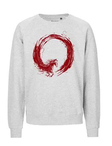 enso of red horse - horse, enso, zen, fire, flame, illustration, year, zodiac, unicorn, myth, mythical, creature, monster, animal, angry, wild, beast - Fairtrade Sweatshirt