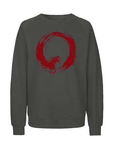 enso of red horse - horse, enso, zen, fire, flame, illustration, year, zodiac, unicorn, myth, mythical, creature, monster, animal, angry, wild, beast - Fairtrade Sweatshirt