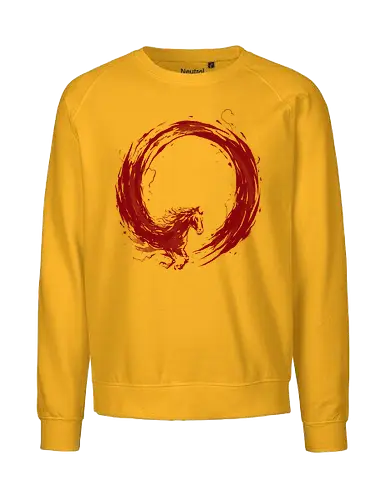 enso of red horse - horse, enso, zen, fire, flame, illustration, year, zodiac, unicorn, myth, mythical, creature, monster, animal, angry, wild, beast - Fairtrade Sweatshirt