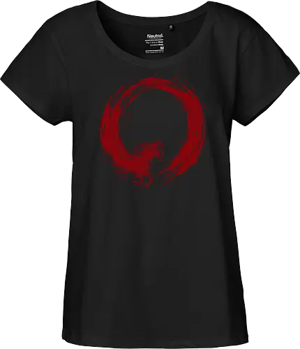 enso of red horse - horse, enso, zen, fire, flame, illustration, year, zodiac, unicorn, myth, mythical, creature, monster, animal, angry, wild, beast - Fairtrade Girl Shirt