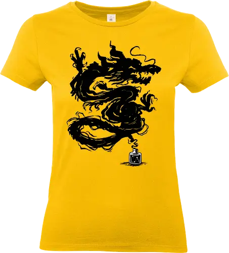 Drachen - drache, tinte, fantasy, mythisch, kunst, tattoo, streetwear, bestie, legende, asiatisch, krieger, feuer, illustration, design, shirt - Standard T-Shirt (Women)