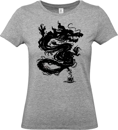 Drachen - drache, tinte, fantasy, mythisch, kunst, tattoo, streetwear, bestie, legende, asiatisch, krieger, feuer, illustration, design, shirt - Standard T-Shirt (Women)