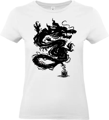 Drachen - drache, tinte, fantasy, mythisch, kunst, tattoo, streetwear, bestie, legende, asiatisch, krieger, feuer, illustration, design, shirt - Standard T-Shirt (Women)