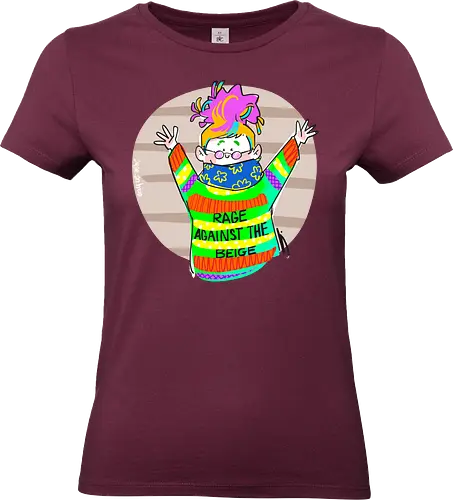 Rage against the beige - Ringelpullisprüche, Ringeldinger, streifenweise, Spruch, Weisheit, Motivation, Ringelpulli, SprücheShirt, Cartoon Illustration, Statement, Handgezeichnet, Humor, Selbstironie, Streifenpulli, Spruchshirt, deutsch - Standard T-Shirt (Women)