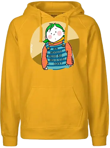 Dein wichtigstes Projekt.. - Ringelpullisprüche, Ringeldinger, streifenweise, Spruch, Weisheit, Motivation, Ringelpulli, SprücheShirt, Cartoon Illustration, Statement, Handgezeichnet, Humor, Selbstironie, Streifenpulli, Spruchshirt, deutsch - Fairtrade Hoodie