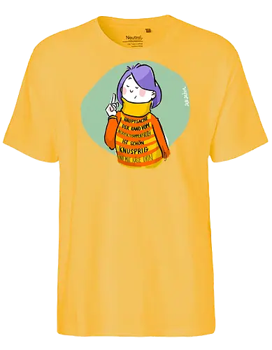 Hauptsache der Rand vom Nervenzusammenbruch... - Ringelpullisprüche, Ringeldinger, streifenweise, Spruch, Weisheit, Motivation, Ringelpulli, SprücheShirt, Cartoon Illustration, Statement, Handgezeichnet, Humor, Selbstironie, Streifenpulli, Spruchshirt, deutsch - Fairtrade T-Shirt