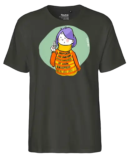 Hauptsache der Rand vom Nervenzusammenbruch... - Ringelpullisprüche, Ringeldinger, streifenweise, Spruch, Weisheit, Motivation, Ringelpulli, SprücheShirt, Cartoon Illustration, Statement, Handgezeichnet, Humor, Selbstironie, Streifenpulli, Spruchshirt, deutsch - Fairtrade T-Shirt