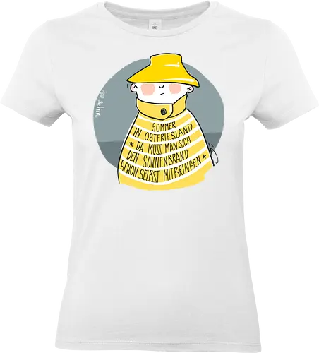 Sommer in Ostfriesland... - Ringelpullisprüche, Ringeldinger, streifenweise, Spruch, Weisheit, Motivation, Ringelpulli, SprücheShirt, Cartoon Illustration, Statement, Ostfriesland, Nordsee, Handgezeichnet, Humor, Selbstironie, Streifenpulli, Spruchshirt, deutsch - Standard T-Shirt (Women)