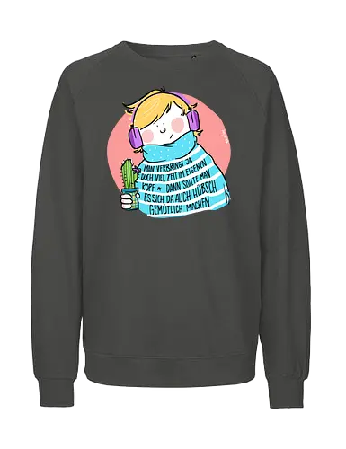 Man verbringt ja doch viel Zeit im eigenen Kopf.. - Ringelpullisprüche, Ringeldinger, Hygge, streifenweise, Spruch, Weisheit, Motivation, Ringelpulli, SprücheShirt, Cartoon Illustration, Statement, Handgezeichnet, Humor, Selbstironie, Streifenpulli, Spruchshirt, deutsch - Fairtrade Sweatshirt