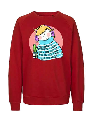 Man verbringt ja doch viel Zeit im eigenen Kopf.. - Ringelpullisprüche, Ringeldinger, Hygge, streifenweise, Spruch, Weisheit, Motivation, Ringelpulli, SprücheShirt, Cartoon Illustration, Statement, Handgezeichnet, Humor, Selbstironie, Streifenpulli, Spruchshirt, deutsch - Fairtrade Sweatshirt