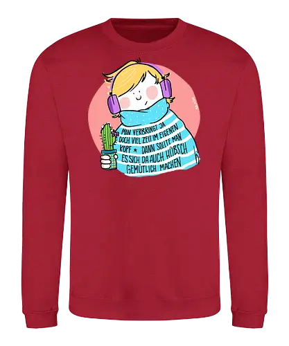 Man verbringt ja doch viel Zeit im eigenen Kopf.. - Ringelpullisprüche, Ringeldinger, Hygge, streifenweise, Spruch, Weisheit, Motivation, Ringelpulli, SprücheShirt, Cartoon Illustration, Statement, Handgezeichnet, Humor, Selbstironie, Streifenpulli, Spruchshirt, deutsch - Sweatshirt