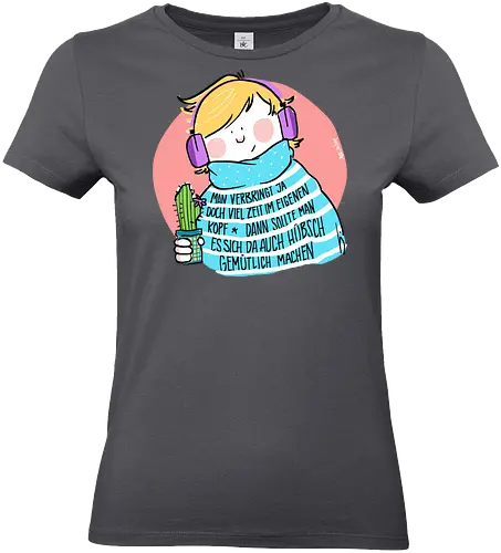 Man verbringt ja doch viel Zeit im eigenen Kopf.. - Ringelpullisprüche, Ringeldinger, Hygge, streifenweise, Spruch, Weisheit, Motivation, Ringelpulli, SprücheShirt, Cartoon Illustration, Statement, Handgezeichnet, Humor, Selbstironie, Streifenpulli, Spruchshirt, deutsch - Standard T-Shirt (Women)