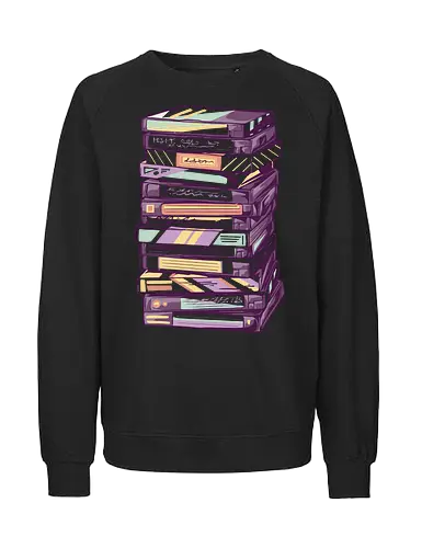 Retro VHS Kassette – Zurückspulen in die 90er Nostalgie - vhs, kassette, retro, 90er, 80er, nostalgie, vaporwave, glitch, filmabend, kino, geek, vintage, analog, tape, popkultur - Fairtrade Sweatshirt