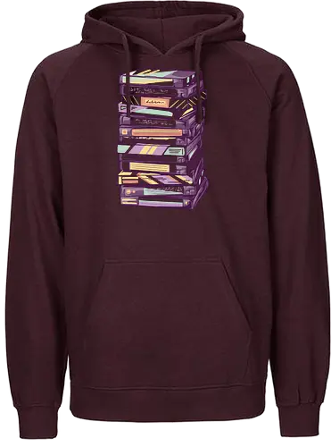 Retro VHS Kassette – Zurückspulen in die 90er Nostalgie - vhs, kassette, retro, 90er, 80er, nostalgie, vaporwave, glitch, filmabend, kino, geek, vintage, analog, tape, popkultur - Fairtrade Hoodie