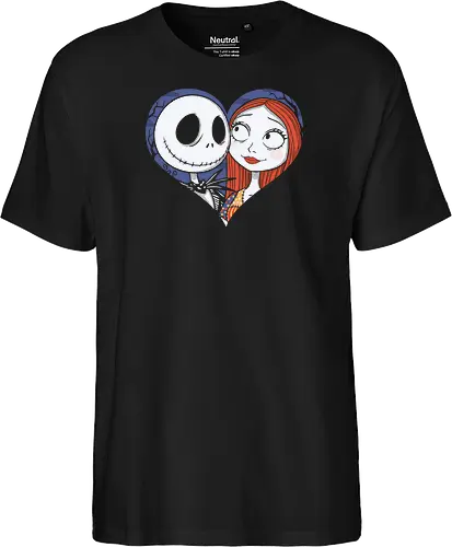 Love Never Dies - love never dies, dark love art, alternative romance, gothic couple, eternal love, romantic illustration, spooky love, outsider love - Fairtrade T-Shirt