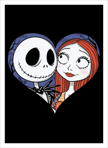 Love Never Dies - love never dies, dark love art, alternative romance, gothic couple, eternal love, romantic illustration, spooky love, outsider love - Artprint