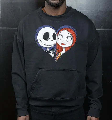Love Never Dies - love never dies, dark love art, alternative romance, gothic couple, eternal love, romantic illustration, spooky love, outsider love - Cropped Sweatshirt